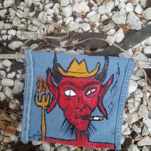 Cowboy Devil Painting On Denim - Picture 6 of 10